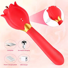 Load image into Gallery viewer, Rose Toy Vibrator for Woman, 3 in 1 Clitoral Stimulator Thrusting G Spot Dildo Vibrator with 10 Modes, Rose Adult Sex Toys Games, Clitoris Nipple Licker Stimulator Massager for Women Female Man Couple
