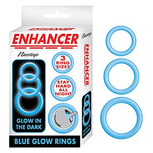 Load image into Gallery viewer, Enhancer Silicone Cockrings - Glow in The Dark Blue
