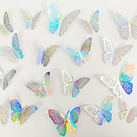 48pcs Silver Butterfly Decorations - Silver Butterfly Wall Decals 3 Sizes Butterfly Stickers for Party Cake Decorations Girls Kids Baby Bedroom Bathroom Living Room Birthday (Silver)