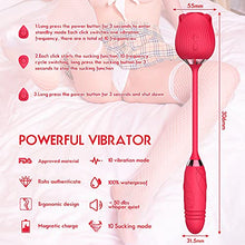 Load image into Gallery viewer, Rose Toy Vibrator for Women, 2 in 1 Nipple Sucker Oral Sex Vibrating Wand, G Spot Rose Vibrator, Clitoral Vibrator, Dildo Stimulator Vaginal and Anal Sex Toy
