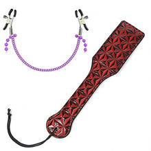 Load image into Gallery viewer, Bondage Under Bed Restraint Kit SM Sex Toy Leather Paddle Hand Spanking Paddle Hand Slapper with Nipple Clamps Chain Nipple Clips Nipple Jewelry Nipple Toys
