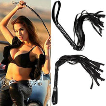 Load image into Gallery viewer, 2 Bondage Set Leather Whip Floggers Turkey Feather Tickler Leather Paddle Hand Slapper
