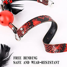 Load image into Gallery viewer, LANWAN Horse Riding Whip Faux Leather Flogger Men Women Toys (Red Ball Gag)
