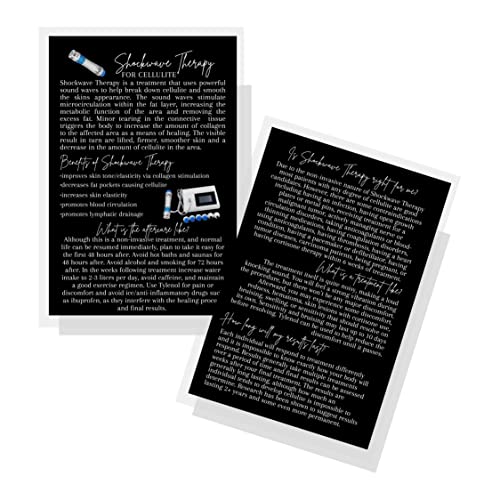 Shockwave Therapy for Cellulite Information Card | 30 Pack | 4x6 inch Large Postcard Size | Cellulite Treatment Information | Black Card Design