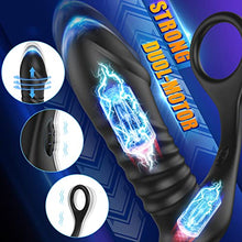 Load image into Gallery viewer, Thrusting Anal Sex Toy Vibrator with Thick Penis Ring, 3 * 10 Vibrating&amp;Telescopic Prostate Massager Anal Vibrators, TIVINO Silicone Dildo Shaped Anal Plug Gay Toy for Men Masturbation Big Virsion
