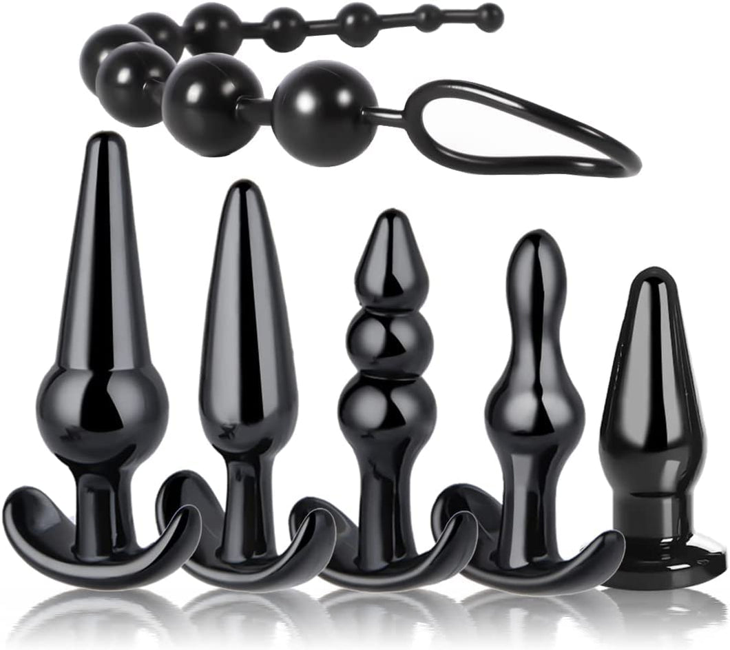 Butt Plug Trainer Kit for Comfortable Long-Term Wear, 6PCS Silicone Anal Plug Training Set with Flared Base Prostate Sex Toys for Beginners Advanced Users