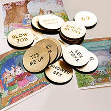 Load image into Gallery viewer, AAOCLO 20Pcs Funny Tokens Sex,Date Night Activity Tokens Funny Wooden Couples Date Night Activity Token Romantic Funny Sex Token Gift Valentines Ideas Gifts for Couples (Round,Pack-1)
