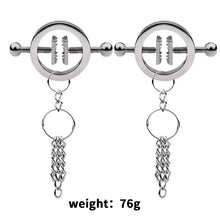 Load image into Gallery viewer, 2 PCs Nipple Clamps with Chain Pendant, Stainless Steel Nipple Rings Non Piercing, Nipple Clamps Sexual Pleasure, Nipple Toys for Couple Flirting or Own Use (A)
