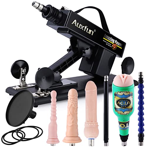 AUXFUN Sex Love Machine Adult Toy, 3XLR Connector Automatic Machines for Male and Female Masturbation, Automatic and Adjustable Vaginal Anal Massage Pumping Guns with 7 Attachments