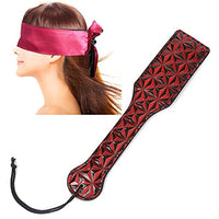 Christmas Gift Satin Eye Mask Blindfold with 3D Diamond Pattern Hand Slapper Leather Spanking Paddle Role Game Play Fancy Dress Up Cosplay