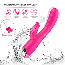 Load image into Gallery viewer, G Spot Adult Toy Vibrator Thrusting Dual Motor Cordless Soft Sucking Rose for Women Sucker Waterproof Pleasure Quiet Rabbit pleasurable Heat Vibrating Clitoralis Clitoral Tongue
