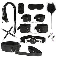 11 Pcs Bed Restraints Kit Bed Bondage Eye Mask Blindfolds Soft Wrist and Ankle Handcuffs with Restraint Straps Rope for Couples Sex -Black