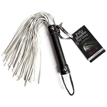 Load image into Gallery viewer, Fifty Shades of Grey Please Sir Flogger - 15 Inch Mini Metallic Faux Leather Flogger - Easy Grip Handle for Spanking - Black/Silver
