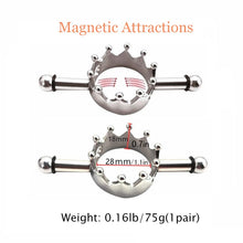 Load image into Gallery viewer, 2/4PCs Magnetic Crown Nipple Clamps, Nipple Rings Non Piercing for Daily Wearing Nipple Jewelry Surgical Steel Nipple Clips Sexual Pleasure (Silver)
