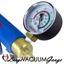 Load image into Gallery viewer, LeLuv Maxi Blue Plus Vacuum Gauge Penis Pump Bundle with Premium Silicone Hose and 4 Sizes of Constriction Rings Vibrating 9 inch x 2.125 inch Cylinder
