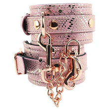 Load image into Gallery viewer, Spartacus Wrist Restraints W/Leather Lining - Pink Snakeskin Micro Fiber
