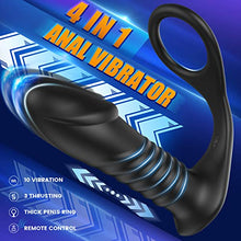 Load image into Gallery viewer, Thrusting Anal Sex Toy Vibrator with Thick Penis Ring, 3 * 10 Vibrating&amp;Telescopic Prostate Massager Anal Vibrators, TIVINO Silicone Dildo Shaped Anal Plug Gay Toy for Men Masturbation Big Virsion
