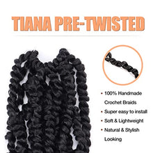 Load image into Gallery viewer, Tiana Passion Twist Hair 6 Inch - 1 Pack 1B Natural Black Short Bob Hairstyle Crochet Braids, Handmade Pre-Twisted Pre-looped Synthetic Braiding Hair Extensions (6&quot; 1B, 1P)
