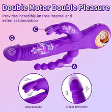 Load image into Gallery viewer, Thrusting Rabbit Vibrator G Spot Clitoral Anal Dildo Stimulator Adult Sex Toys with One Click Enhancement, 3 Powerful Thrusting Speeds &amp; 9 Vibrating Vagina Nipples Stimulation for Women (A-Purple)
