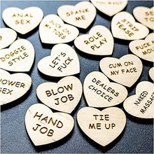 Load image into Gallery viewer, AAOCLO 20Pcs Funny Tokens Sex,Date Night Activity Tokens Funny Wooden Couples Date Night Activity Token Romantic Funny Sex Token Gift Valentines Ideas Gifts for Couples (Heart,Pack-3)
