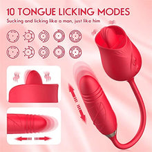 Load image into Gallery viewer, Rose Sex Stimulator for Women - 3 in 1 Clitoral Stimulator Tongue Licking Thrusting Dildo Vibrator, Rose Adult Sex Toys Games, Clitoris Nipple Licker for Women Man Couple Red
