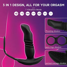 Load image into Gallery viewer, Prostate Massager, Anal Vibrator, Remote Control Thrusting Vibrator 7 Thrusting &amp; Vibrating Modes with Cock Penis Ring Sex Toys Rechargeable Butt Plug G Spot Vibrator for Men Couples, Black
