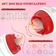 Load image into Gallery viewer, Rose Sex Toy Vibrator - Rose Sex Stimulator for Women with 10 Tongue Licking &amp; 10 Thrusting Dildo G Spot Vibrators, Adult Sex Toys Games Clitoral Nipple Licker for Woman Man Couples Pleasure
