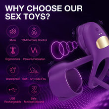 Load image into Gallery viewer, Vibrating Cock Ring Sex Toys for Couples - RIDMII 3 IN 1 Vibrating Penis Ring with 10 Vibration, Rose Shaped Female Clitoral Stimulator Vibrators with Remote, Vibrating Ring Adult Sex Toys for Couples
