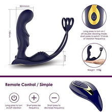 Load image into Gallery viewer, Male Prostate Massager Stimulator Wireless Remote Anal Plug Vibrator Delay Ejaculation Penis Ring Finger Masturbation for Men 3 in 1 Vibrating Cock Ring with 12 Vibration Modes Gift for Husband
