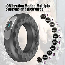 Load image into Gallery viewer, Vibrating Cock Ring, 2 in 1 Silicone Vibrating Cock Ring with 10 Vibrating Modes G-spot and Clitoral Stimulator, Couples Cock Ring Vibrator Rechargeable Adult Sex Toy with Remote
