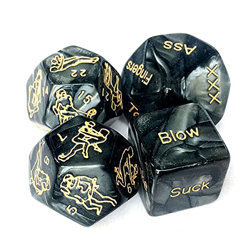 4PCS Black Sex Dice for Couples Naughty Sex Dice for Couples Game Sex Dice Games for Adults Bedroom Acrylic Dice Set Dice Games P4