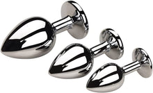 Load image into Gallery viewer, 3Pcs Color Set Luxury Metal Butt Toys Heart Shaped Anal Trainer Jewel Butt Plug Kit S&amp;M Adult Gay Anal Plugs Woman Men Sex Gifts Things for Beginners Couples Large/Medium/Small 1
