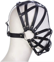 Load image into Gallery viewer, Leather Mask Cross Stripe Restraints Head Mask Couple Sex Bondage Restraints Tool (Medium, Black)
