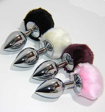 Load image into Gallery viewer, Bunny Faux Tail Silver Smooth Butt Plug Small
