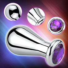 Load image into Gallery viewer, Alloy Bulb Shaped Anal Plug Prostate Massage Butt Plug with Circle Base Design for Men Women Sphincter Stretch Sex Toy (S)
