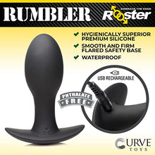 Load image into Gallery viewer, Rooster Rumbler Large Vibrating Silicone Butt Plug for Men, Women, &amp; Couples. 3 Speeds &amp; 4 Modes of Rumbling Vibration Premium Silicone Butt Plug, 1 Piece, Large, Black.
