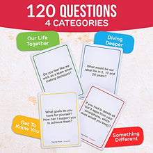 Load image into Gallery viewer, 120 Couples Conversation Cards - Enjoy Better Relationships and Deeper Intimacy - Dating Card Game for Adults - Fun Couples Game for Date Night, Valentine Card Games for Couples
