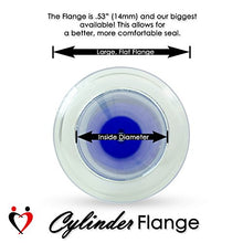 Load image into Gallery viewer, LeLuv Maxi Blue Vibrating Penis Pump Vacuum Gauge 9 inch Length - 2.25 inch Diameter Wide Flange Cylinder
