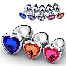 Load image into Gallery viewer, S/M/L Anal Plug Heart Stainless Steel Crystal Anal Plug Removable Butt Plug Stimulator Anal Sex Toys (Color : Rose Red, Size : S)
