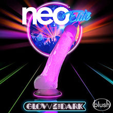 Load image into Gallery viewer, Blush Neo Elite - 7.5&quot; Silicone Dildo with Balls - 1.5&quot; Thick Glow in The Dark Sensa Feel Dual Density - Strap On Compatible Sturdy Suction Cup for Hands Free Play - Body Safe Sex Toy - Neon Pink
