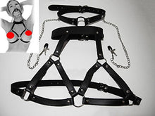 Load image into Gallery viewer, LoveSex Female Bondage Mouth Gag Nipple Clamps Set with Collar Cupless Bra Top
