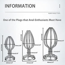 Load image into Gallery viewer, 3-Pieces See-Through Round-Base Anal Plug Set Metal Anal Toys Small Medium Large Sizes Butt Plug Set (1.57&quot; * 3.54&quot;)
