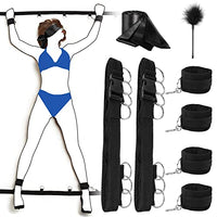 Efgove Bondage Restraint Kit 8 Pcs Adjustable Bed Restraints Leather Bondage Sets Adult Sex Toys with Fetish Handcuffs & Ankle Cuff Blindfold & Tickler for Women and Couples