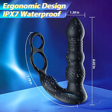 Load image into Gallery viewer, Thrusting Anal Vibrator Prostate Massager with 2 Vibrating Cock Ring, App &amp; Remote Control Anal Plug with 10 Thrusting &amp; Vibrating Modes, Anal Dildo Butt Plug Sex Toys for Men and Couple Pleasure
