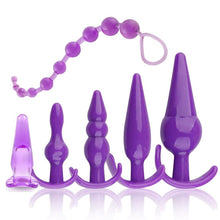 Load image into Gallery viewer, Anal Plug 6PCS Expanding Butt Plugs Set Waterproof Butt Plug Toys Trainer Kit Adult Sex Toys for Men Women with Beads (Purple)
