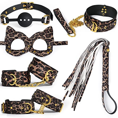 BDSM Sex Bondage Set: Bondage Restraints 6Pcs Sex Toys Set for Sex, Adjustable Handcuffs Ankle Bracelets SM Adult Plush Leather Bondage Set, Beginner Kit for Women Men, Sex Bondage for Couples