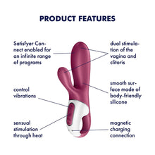 Load image into Gallery viewer, Satisfyer Hot Bunny Rabbit Vibrator with Warming Function and App Control - G-Spot and Clitoris Stimulation, Heated Vibrating Dildo - Compatible with Satisfyer App, Waterproof, Rechargeable
