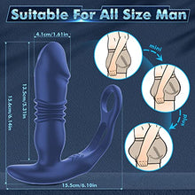 Load image into Gallery viewer, Thrusting Prostate Massager Anal Vibrators - Anal Toy with Dual Cock Rings Butt Plug with 3 Thrust &amp; 12 Vibration Modes, Remote Control Anal Male Adult Sex Toys P Sport Massager for Men Couples, Blue
