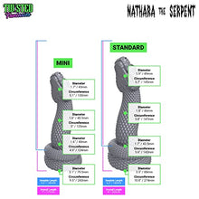 Load image into Gallery viewer, Nathara Snake Suction Cup Fantasy Dildo - Green w/Purple Stripe Color Scheme - Handmade in The USA - Adult Toys, Sex Toys (Mini)
