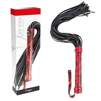 LANWAN Horse Riding Whip Faux Leather Flogger Men Women Toys (Red Whip)